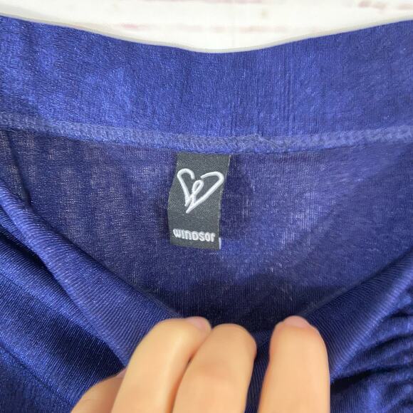 Windsor L Blue Ruched Tie Up Textured High Rise Mini Skirt - Picture 7 of 8